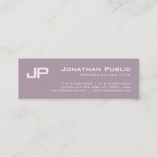 Eleganter Mit Monogramm Designsalon Schlicht Mini Visitenkarte (Vorderseite)