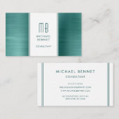 Eleganter Mit Monogramm Emerald Green Consultant Visitenkarte (Vorne/Hinten)