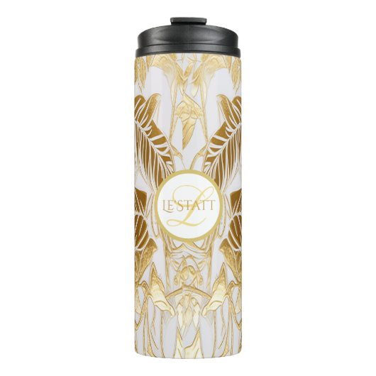 Eleganter Mit Monogramm Gilded Aura Thermal Tumble Thermosbecher (Vorderseite)