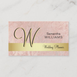 Eleganter mit Monogramm Goldschwarz-Rosa-Marmor Visitenkarte