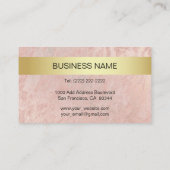 Eleganter mit Monogramm Goldschwarz-Rosa-Marmor Visitenkarte (Rückseite)