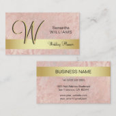Eleganter mit Monogramm Goldschwarz-Rosa-Marmor Visitenkarte (Vorne/Hinten)