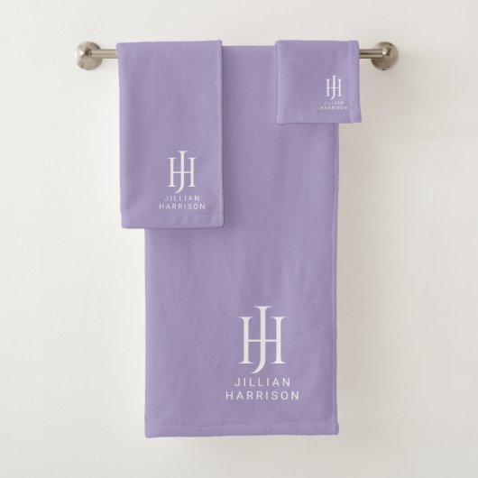 Eleganter Mit Monogramm Lavendel Badhandtuch Set (Insitu)