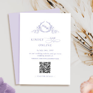 Eleganter Mit Monogramm Lila QR-Code / UAWG Online Begleitkarte