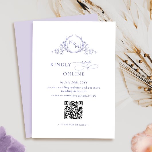 Eleganter Mit Monogramm Lila QR-Code / UAWG Online Begleitkarte