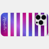 Eleganter Mit Monogramm, Lila rosa Streifen Case-Mate iPhone Hülle (Rückseite (Horizontal))