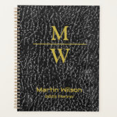 Eleganter Mit Monogramm Luxe Look Black Gold Letti Planer (Vorderseite)