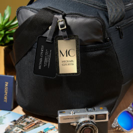 Eleganter Mit Monogramm Name aus Gold und Schwarz Gepäckanhänger