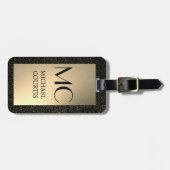 Eleganter Mit Monogramm Name aus Gold und Schwarz Gepäckanhänger (Vorderseite horizontal)