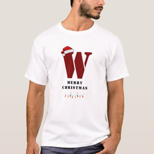 Eleganter Mit Monogramm Name der Weihnachtsfamilie T-Shirt (Vorderseite)