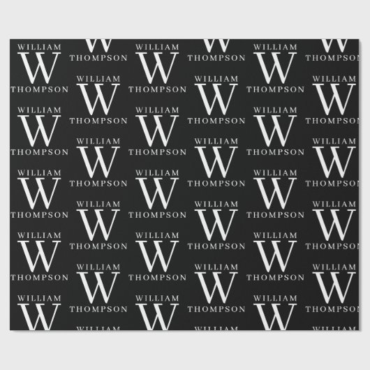 Eleganter Mit Monogramm Name Geschenkpapier (Flach)