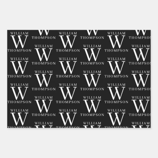 Eleganter Mit Monogramm Name Geschenkpapier Set (Vorderseite 3)