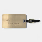 Eleganter mit Monogramm Name modern Gepäckanhänger (Vorderseite horizontal)