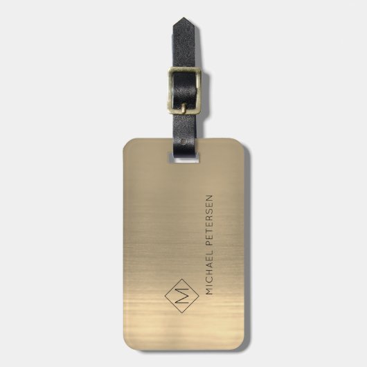 Eleganter mit Monogramm Name modern Gepäckanhänger (Vorderseite vertikal)