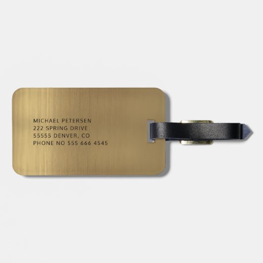 Eleganter mit Monogramm Name Moderne Gepäckanhänger (Rückseite horizontal)