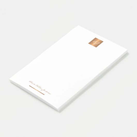 Eleganter mit Monogramm Name personalisiert Post-it Klebezettel (angewinkelt)