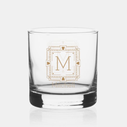 Eleganter Mit Monogramm Name Personalisiert Whiskyglas (Vorderseite)