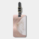 Eleganter Mit Monogramm Name Rose Gold Glitzer Cus Gepäckanhänger (Vorderseite vertikal)