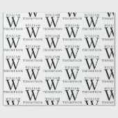 Eleganter Mit Monogramm Name Schwarz/Weiß Geschenkpapier (Flach)