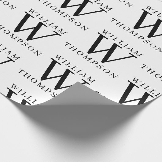 Eleganter Mit Monogramm Name Schwarz/Weiß Geschenkpapier (Ecke)