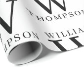 Eleganter Mit Monogramm Name Schwarz/Weiß Geschenkpapier (Rolleneckpunkt)