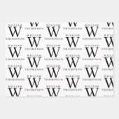 Eleganter Mit Monogramm Name Schwarz/Weiß Geschenkpapier Set (Vorderseite)