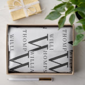 Eleganter Mit Monogramm Name Schwarz/Weiß Seidenpapier (Geschenk)