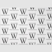 Eleganter Mit Monogramm Name Schwarz/Weiß Seidenpapier (Vorderseite)