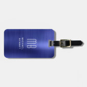 Eleganter Mit Monogramm Navy Blue Metal Gepäckanhänger (Vorderseite horizontal)