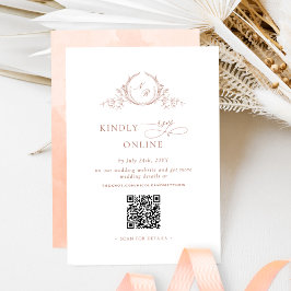Eleganter Mit Monogramm Peach UAWG Online QR Code Begleitkarte