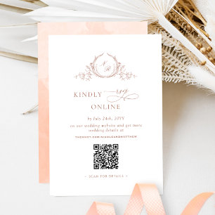 Eleganter Mit Monogramm Peach UAWG Online QR Code Begleitkarte