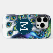 Eleganter Mit Monogramm Pfau Case-Mate iPhone Hülle (Rückseite (Horizontal))