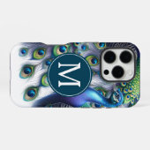 Eleganter Mit Monogramm Pfau iPhone Hülle (Rückseite (Horizontal))