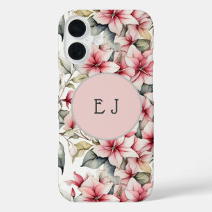 Eleganter, mit Monogramm Ponsettia-Pad-Fall iPhone 16 Hülle