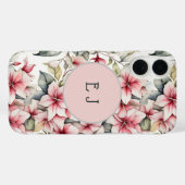 Eleganter, mit Monogramm Ponsettia-Pad-Fall Case-Mate iPhone Hülle (Rückseite (Horizontal))