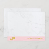 Eleganter Mit Monogramm Rosa-Marmor Mitteilungskarte (Vorne/Hinten)