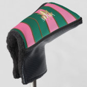 Eleganter Mit Monogramm rosa und grüner Putter Golf Headcover (3/4 Vorderseite)