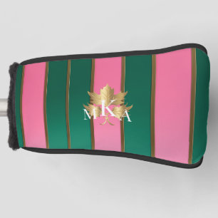 Eleganter Mit Monogramm rosa und grüner Putter Golf Headcover