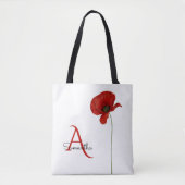 Eleganter Mit Monogramm Roter Mohn auf Weiß Tasche (Vorderseite)