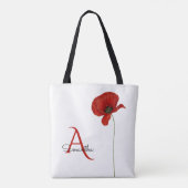 Eleganter Mit Monogramm Roter Mohn auf Weiß Tasche (Rückseite)