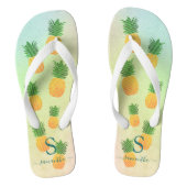 Eleganter Mit Monogramm tropischer Ananas Sommer Badesandalen (Fußbett)