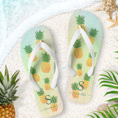 Eleganter Mit Monogramm tropischer Ananas Sommer Badesandalen