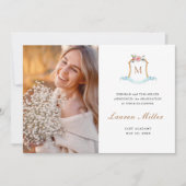 Eleganter Mit Monogramm Wappen Abschluss Ankündigung (Vorderseite)