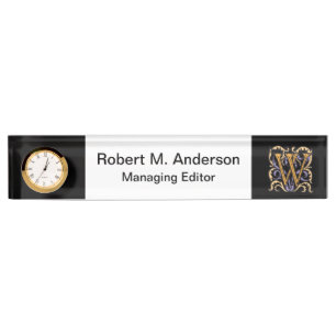Eleganter mittelalterlicher Brief W Antique Monogr Namensplakette