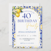 Eleganter Mittelmeerlemon 40. Geburtstag Einladung (Vorderseite)