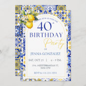 Eleganter Mittelmeerlemon 40. Geburtstag Einladung (Vorne/Hinten)