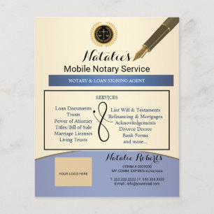 Eleganter mobiler Notardienst lila & gold Foto Flyer