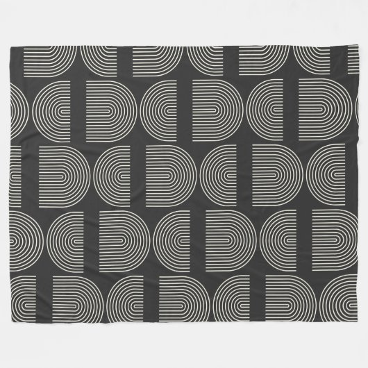 Eleganter Mod Arch Lines Black and White Fleecedecke (Vorderseite (Horizontal))