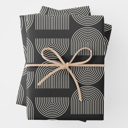 Eleganter Mod Arch Lines Black and White Geschenkpapier Set (Beispiel)