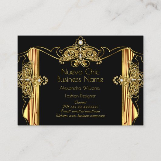 Eleganter Mode Designer Gold Black Drapes Visitenkarte (Vorderseite)
